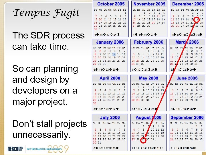 Tempus Fugit The SDR process can take time. So can planning and design by