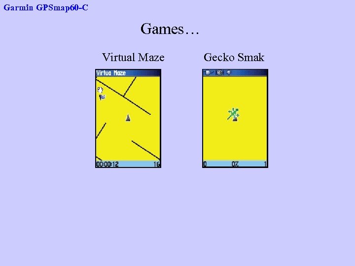 Garmin GPSmap 60 -C Games… Virtual Maze Gecko Smak 
