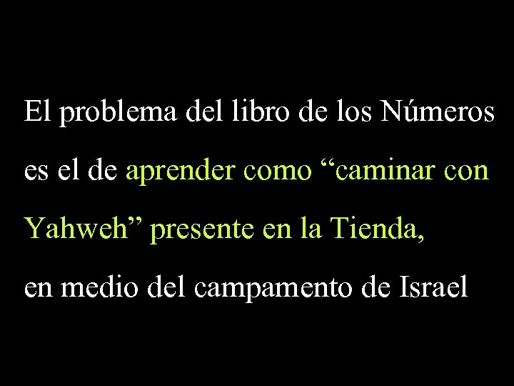El problema del libro de los Números es el de aprender como “caminar con