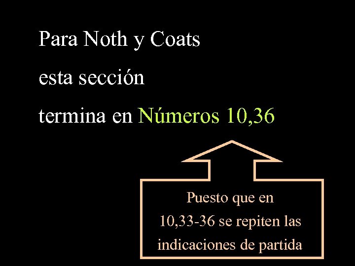 Para Noth y Coats esta sección termina en Números 10, 36 Puesto que en
