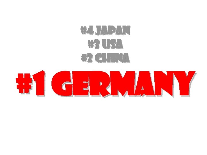 #4 Japan #3 USA #2 China #1 Germany 