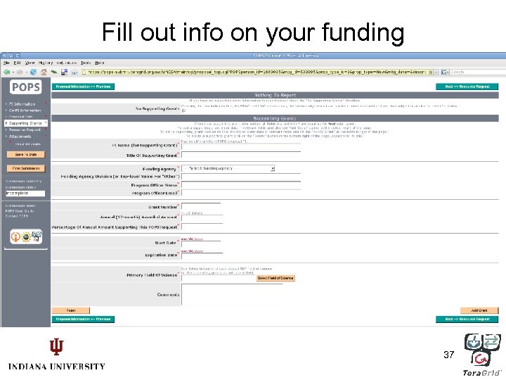 Fill out info on your funding 37 