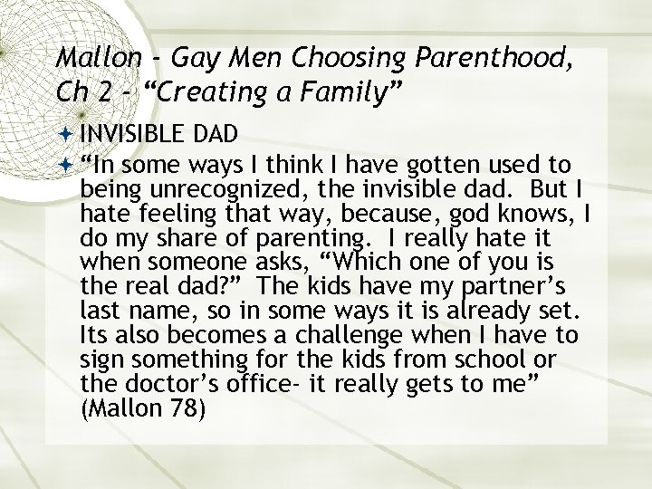 Mallon - Gay Men Choosing Parenthood, Ch 2 - “Creating a Family” INVISIBLE DAD