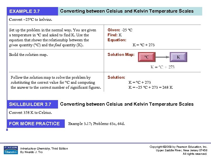 EXAMPLE 3. 7 Converting between Celsius and Kelvin Temperature Scales Convert – 25°C to