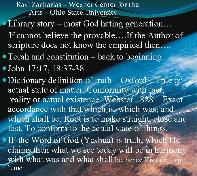 Ravi Zacharias – Wexner Center for the Arts – Ohio State University Library story