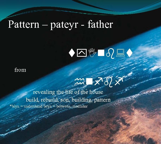 Pattern – pateyr - father ty. Inb: t from hnfbf revealing the life of