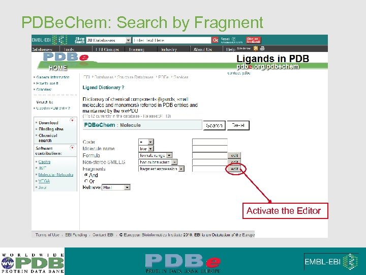 PDBe. Chem: Search by Fragment Activate the Editor 