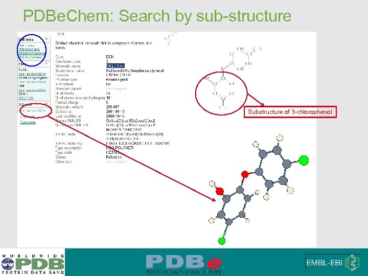 PDBe. Chem: Search by sub-structure Substructure of 3 -chlorophenol 