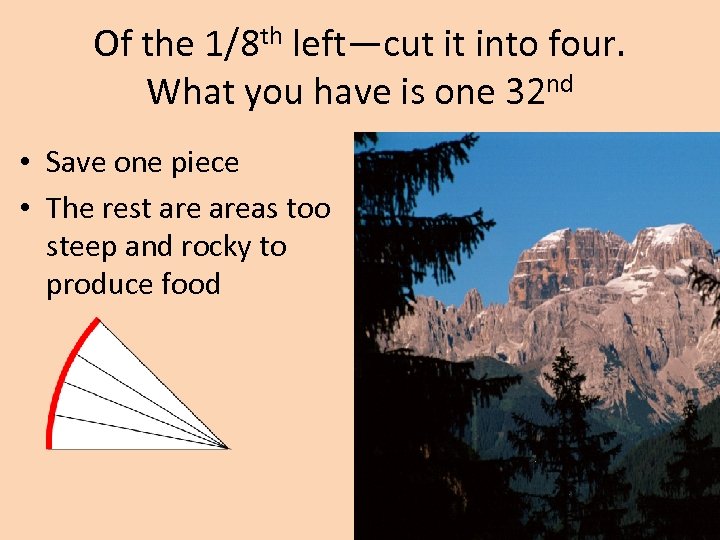 Of the 1/8 th left—cut it into four. What you have is one 32
