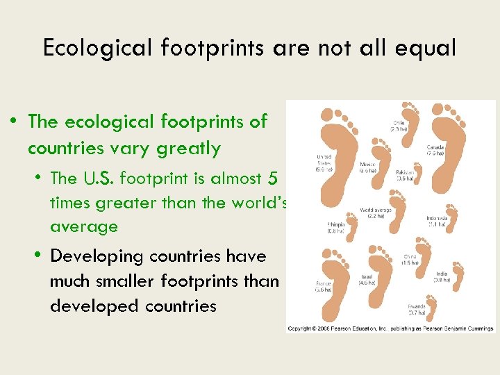 Ecological footprints are not all equal • The ecological footprints of countries vary greatly