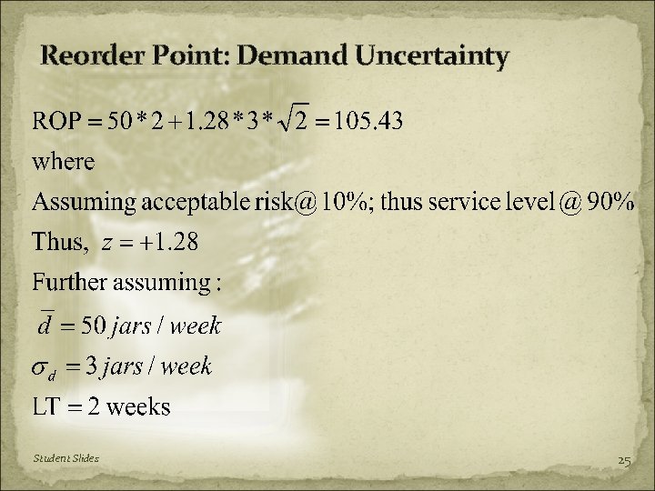 Reorder Point: Demand Uncertainty Student Slides 25 
