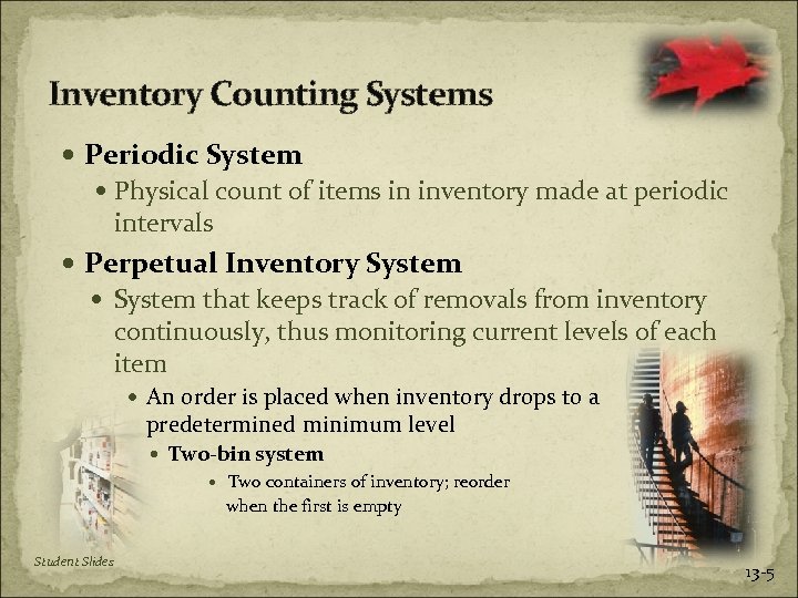 Inventory Counting Systems Periodic System Physical count of items in inventory made at periodic