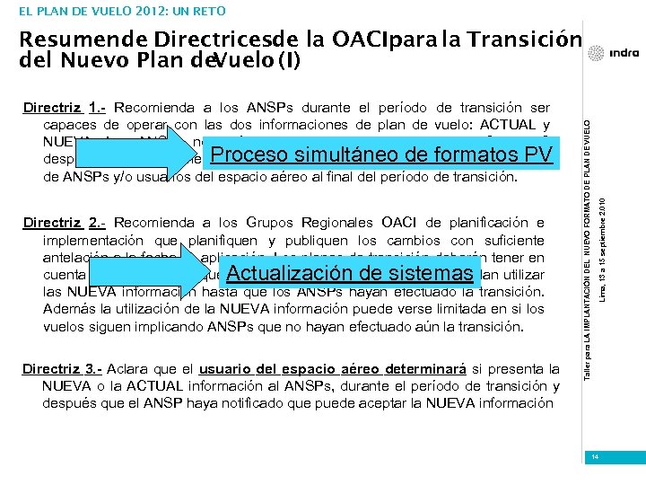 EL PLAN DE VUELO 2012: UN RETO Directriz 2. - Recomienda a los Grupos