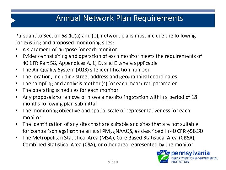 Annual Network Plan Requirements Headings : White Text 40 pt. Calibri Pursuant to Section