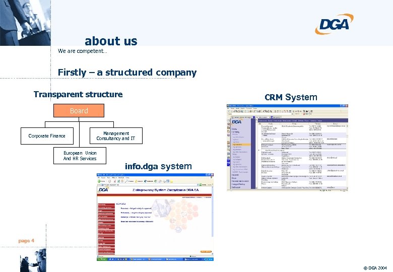 about us We are competent… Firstly – a structured company Transparent structure CRM System