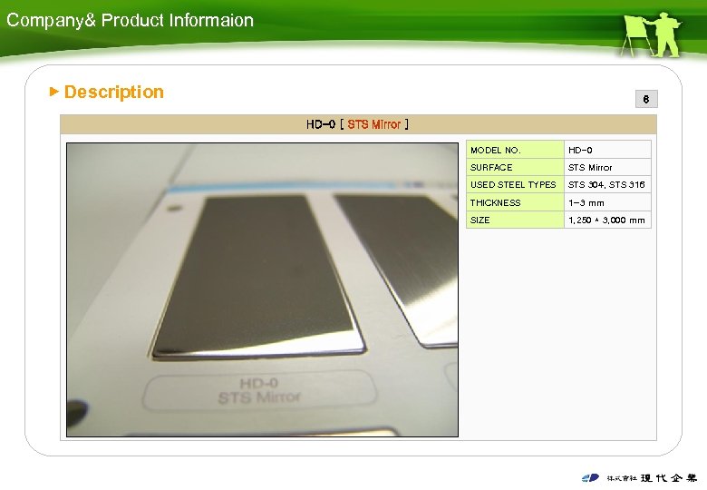 Company& Product Informaion ▶ Description 6 HD-0 [ STS Mirror ] MODEL NO. HD-0