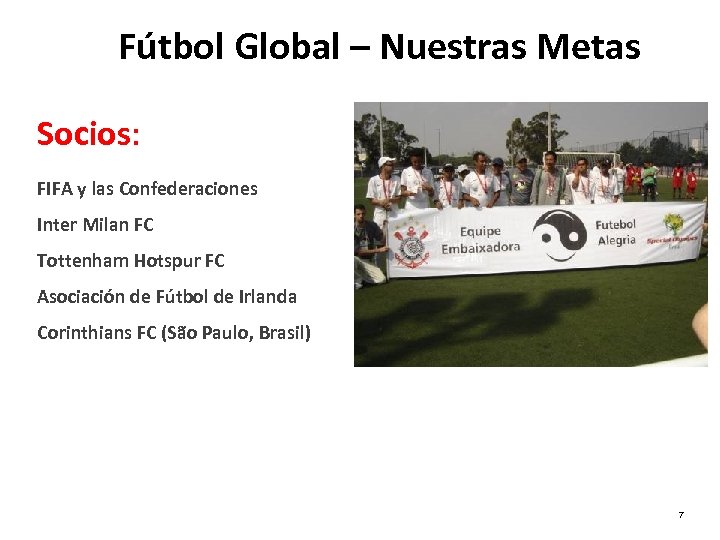 Fútbol Global – Nuestras Metas Socios: FIFA y las Confederaciones Inter Milan FC Tottenham