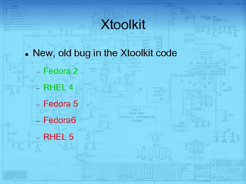 Xtoolkit New, old bug in the Xtoolkit code Fedora 2 RHEL 4 Fedora 5