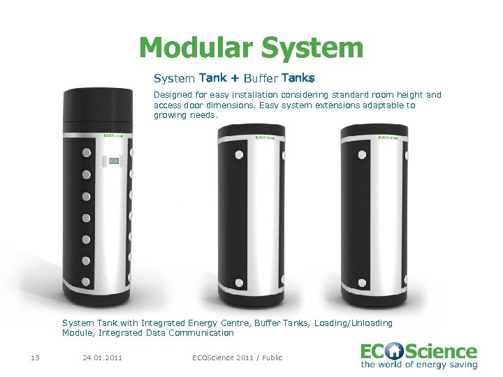 Modular System Tank + Buffer Tanks Designed for easy installation considering standard room height
