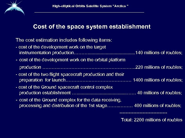 Высокоэллиптическая гидрометеорологическая High-elliptical Orbits Satellite System 
