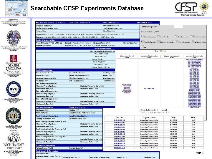 Searchable CFSP Experiments Database Page 23 
