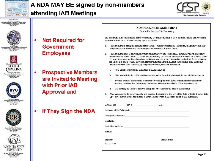 A NDA MAY BE signed by non-members attending IAB Meetings • Not Required for