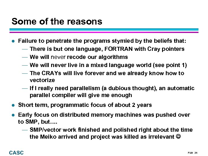 Some of the reasons Failure to penetrate the programs stymied by the beliefs that: