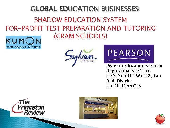 GLOBAL EDUCATION BUSINESSES SHADOW EDUCATION SYSTEM FOR-PROFIT TEST PREPARATION AND TUTORING (CRAM SCHOOLS) Pearson