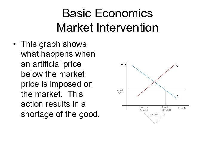 Basic Economics Market Intervention • This graph shows what happens when an artificial price