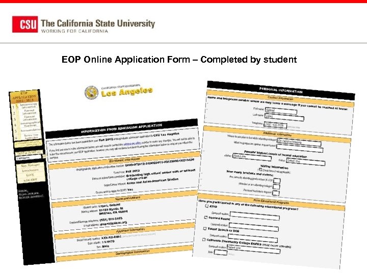 EOP Online Application Form – Completed by student 