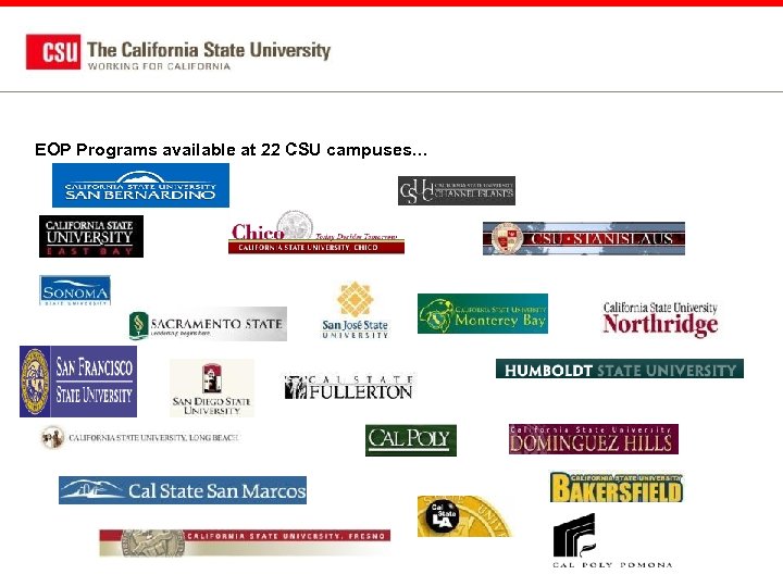 EOP Programs available at 22 CSU campuses… 