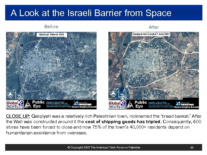 A Look at the Israeli Barrier from Space Before After CLOSE UP: Qalqilyah was