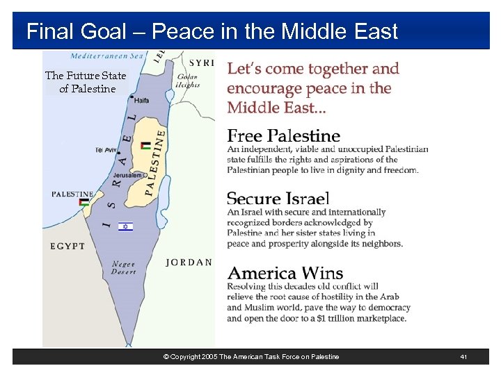 Final Goal – Peace in the Middle East The Future State of Palestine ©