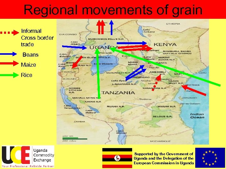 Regional movements of grain Informal Cross border trade Beans Maize Rice Supported by the