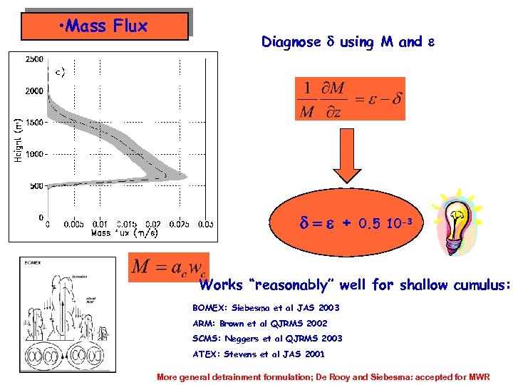  • Mass Flux Diagnose d using M and e d=e + 0. 5