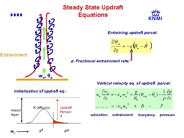 Steady State Updraft Equations Entraining updraft parcel: Entrainment e: Fractional entrainment rate: wu ,