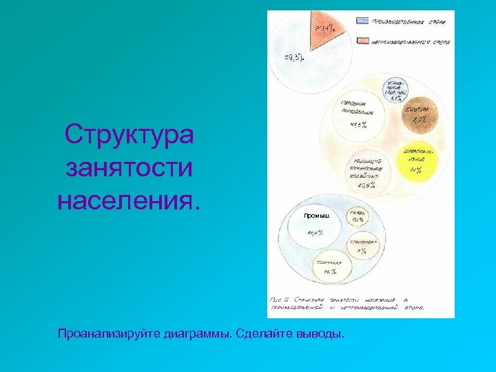 Структура занятости населения. Промыш. Проанализируйте диаграммы. Сделайте выводы. 