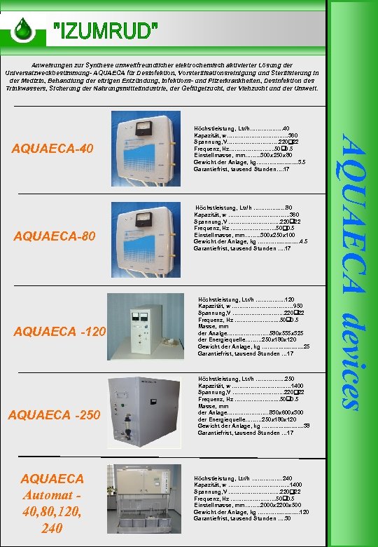 Anweisungen zur Synthese umweltfreundlicher elektrochemisch aktivierter Lösung der Universalzweckbestimmung- AQUAECA für Desinfektion, Vorsterilisationsreinigung und