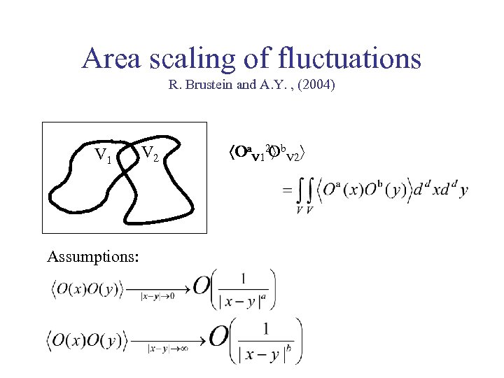 Area scaling of fluctuations R. Brustein and A. Y. , (2004) V 1 Assumptions: