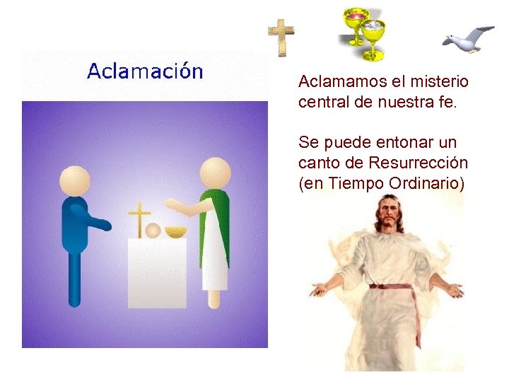 Aclamamos el misterio central de nuestra fe. Se puede entonar un canto de Resurrección