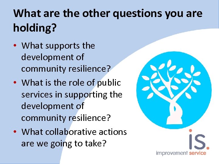 What are the other questions you are holding? • What supports the development of