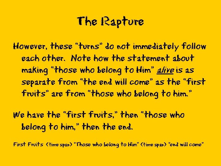 The Rapture However, these “turns” do not immediately follow each other. Note how the