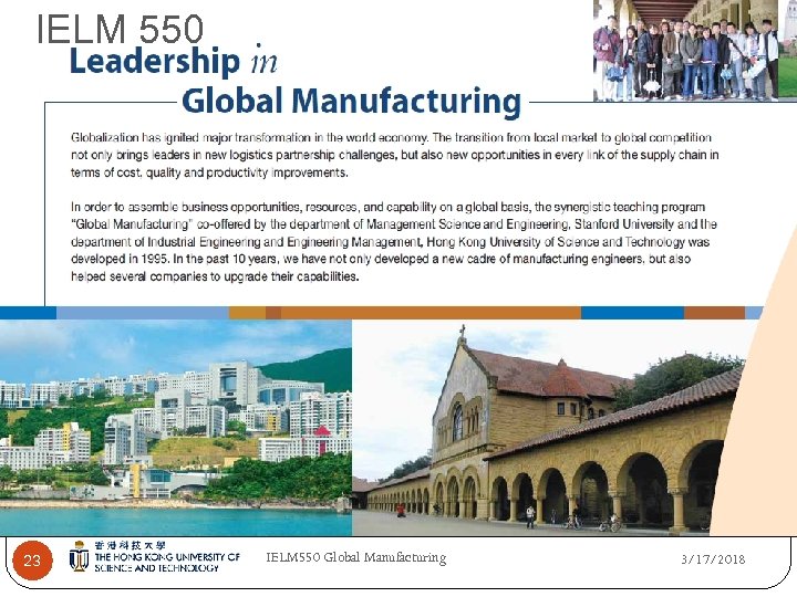 IELM 550 23 IELM 550 Global Manufacturing 3/17/2018 