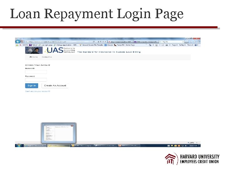 Loan Repayment Login Page 