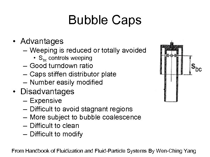 Bubble Caps • Advantages – Weeping is reduced or totally avoided • Sbc controls