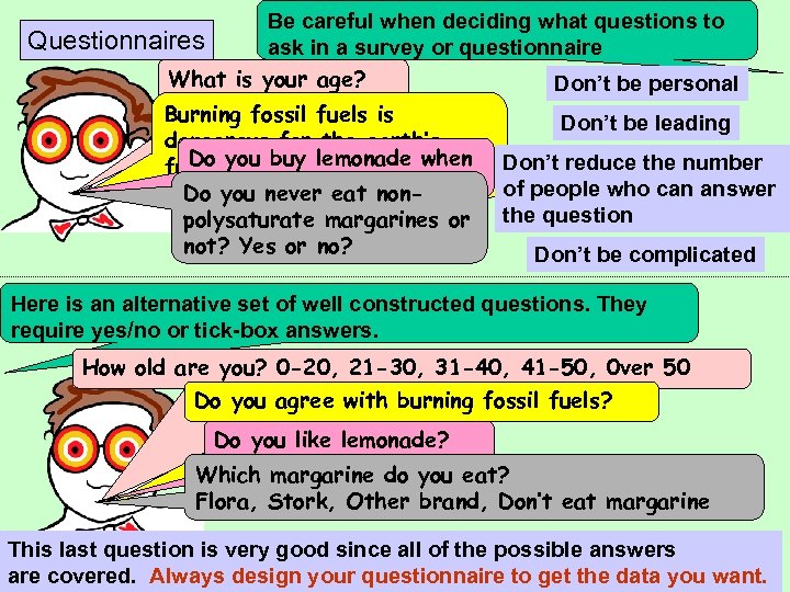 Be careful when deciding what questions to Questionnaires ask in a survey or questionnaire