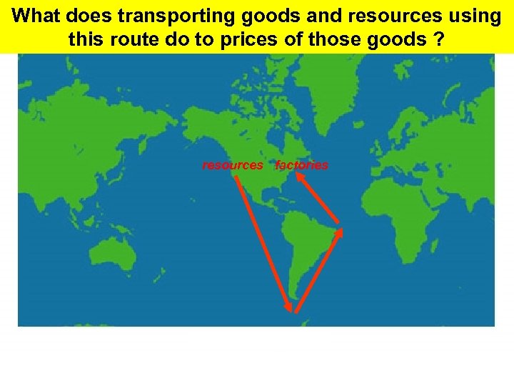 What does transporting goods and resources using this route do to prices of those