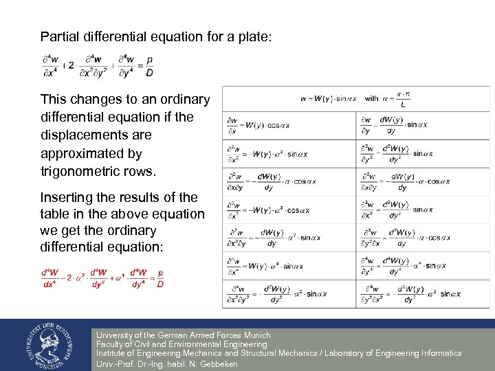 Partial differential equation for a plate: This changes to an ordinary differential equation if
