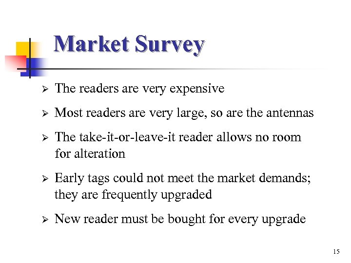 Market Survey Ø The readers are very expensive Ø Most readers are very large,