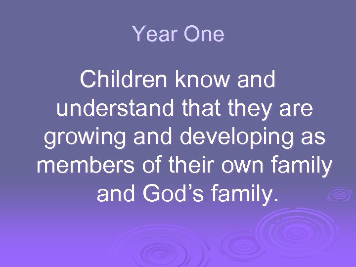 Year One Children know and understand that they are growing and developing as members